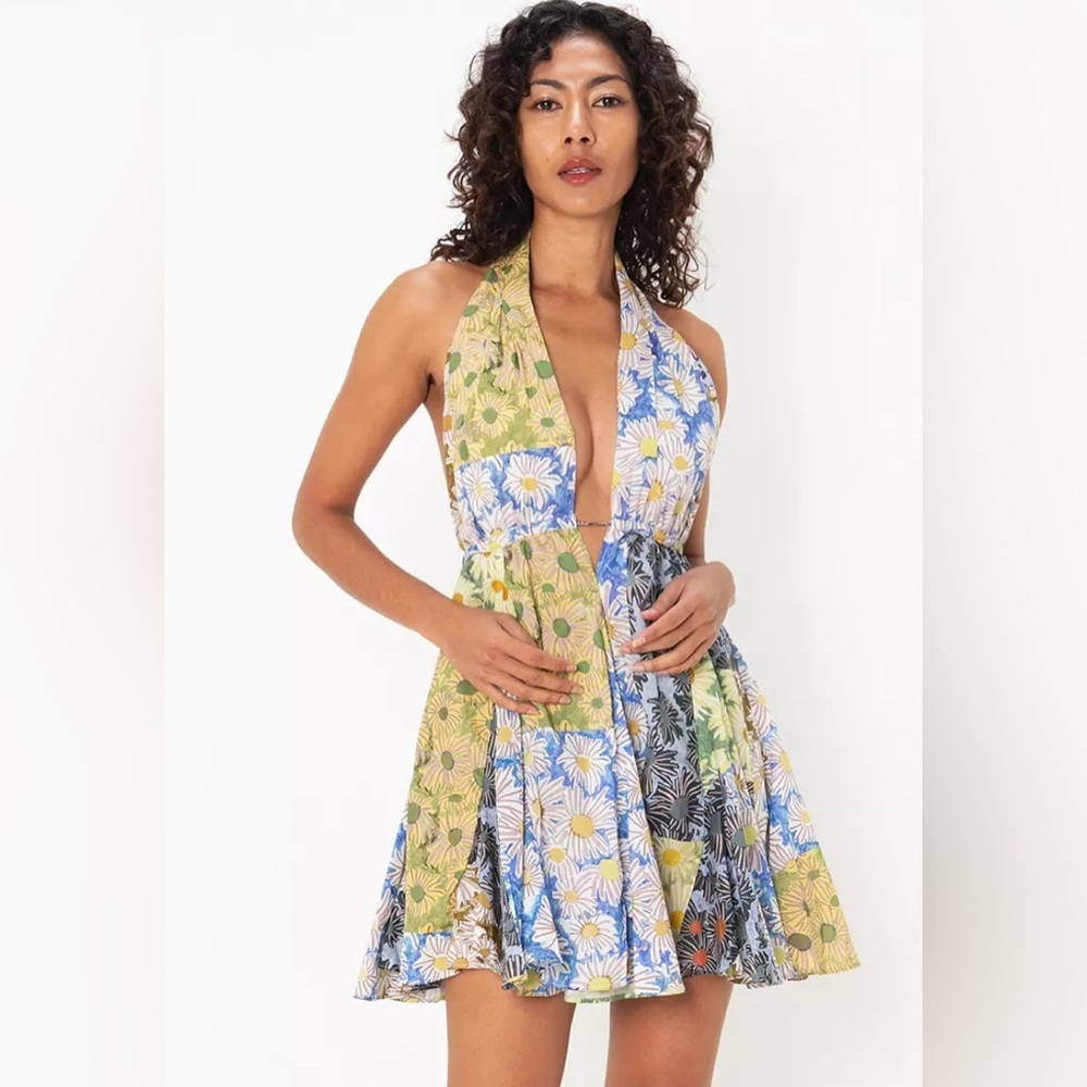 Zara Halter Mini Floral Dress with Open Back 
Size M